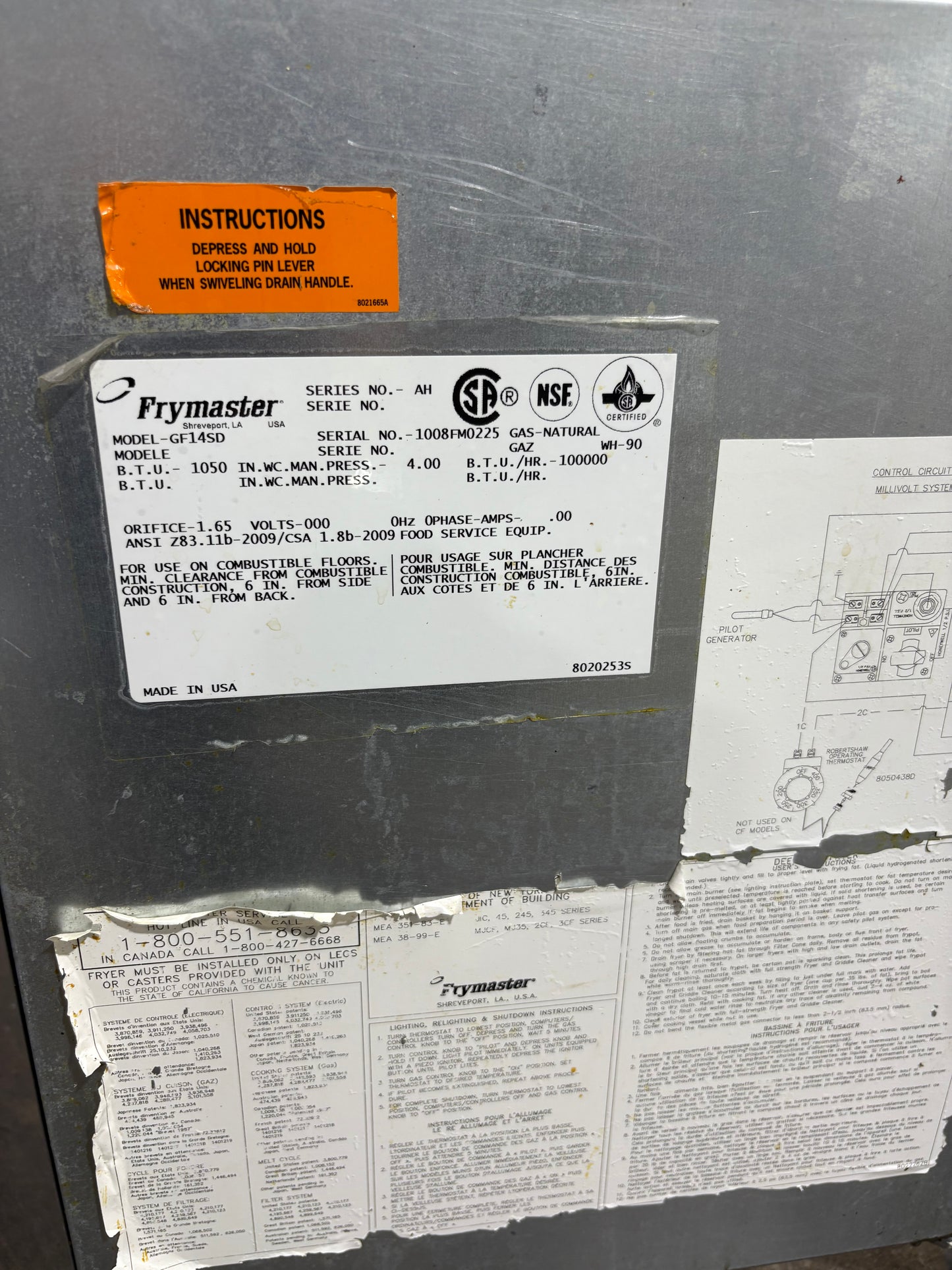 FRYMASTER GF14SD 40 Lb. Standard Natural Gas Fryer