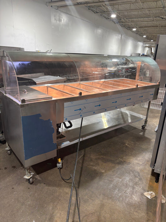 7 +1 Wells Commercial Steam Table With Curved Sneeze Guard