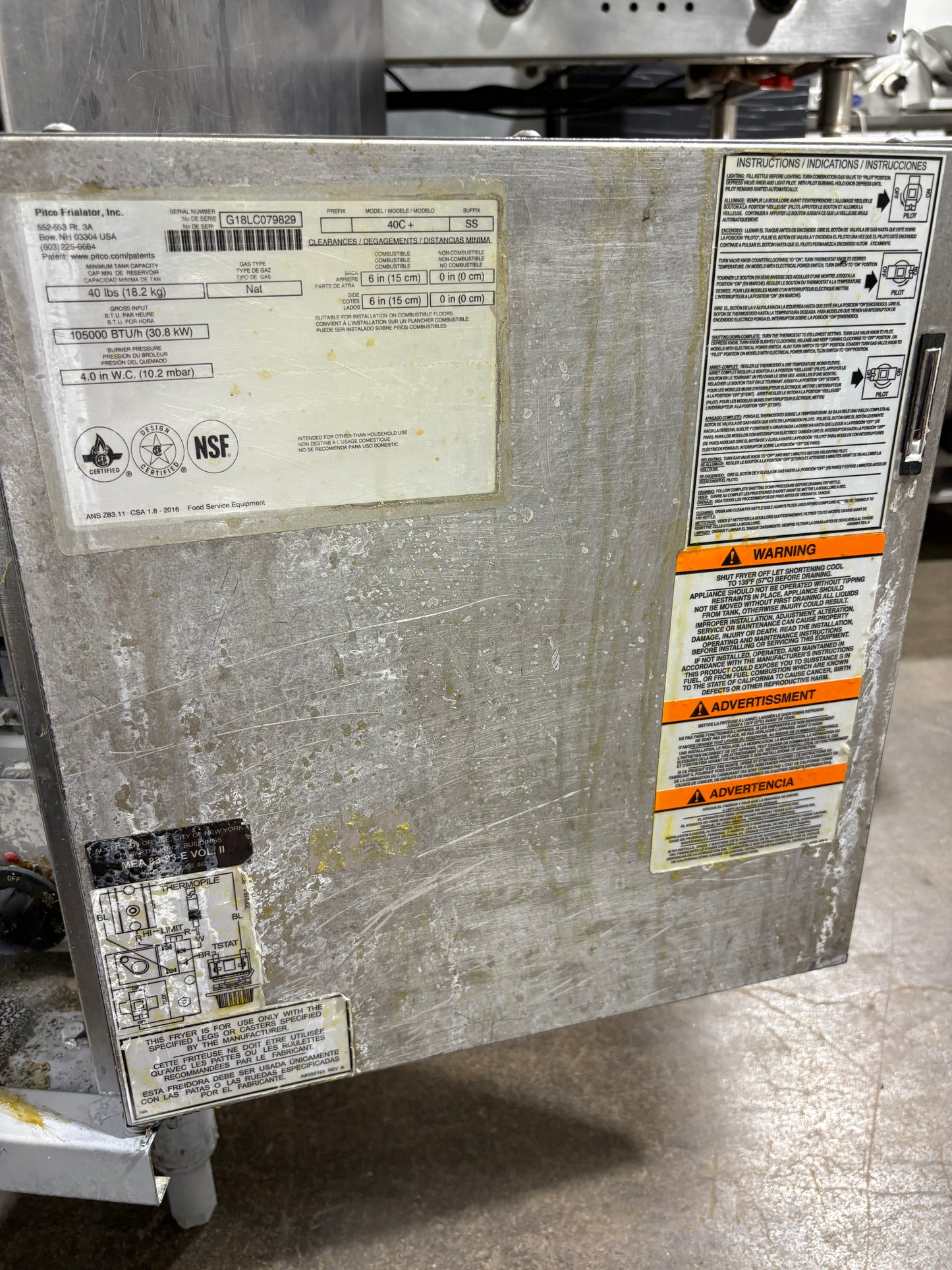 PITCO 40C+ 40-45 Lb. Natural Gas Floor Deep Fryer