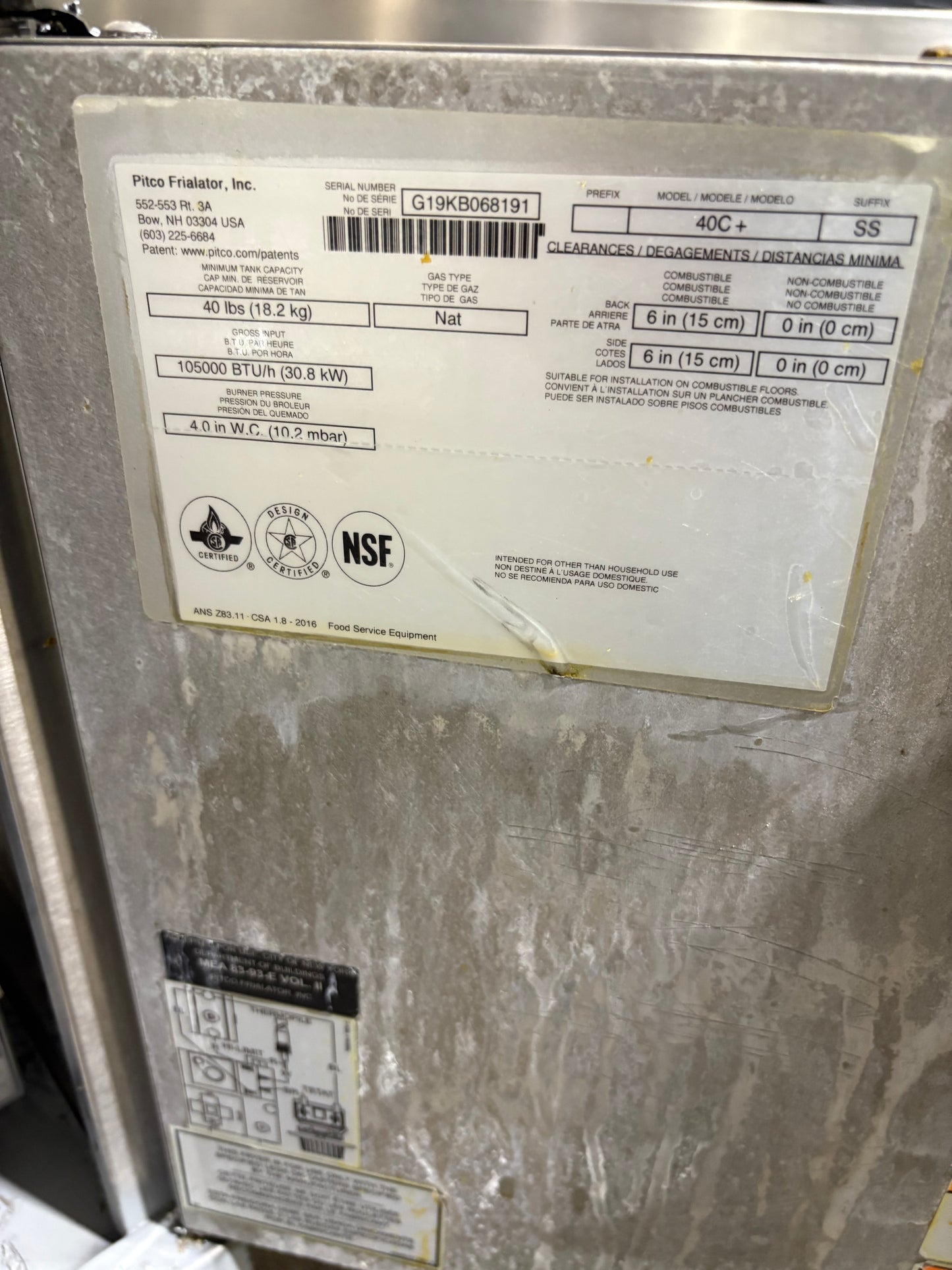PITCO 40C+ 40-45 Lb. Natural Gas Deep Fryer