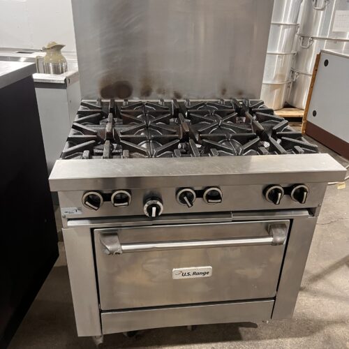 US RANGE U36-6R, 36" Natural Gas 6-Burner Restaurant Range With Oven
