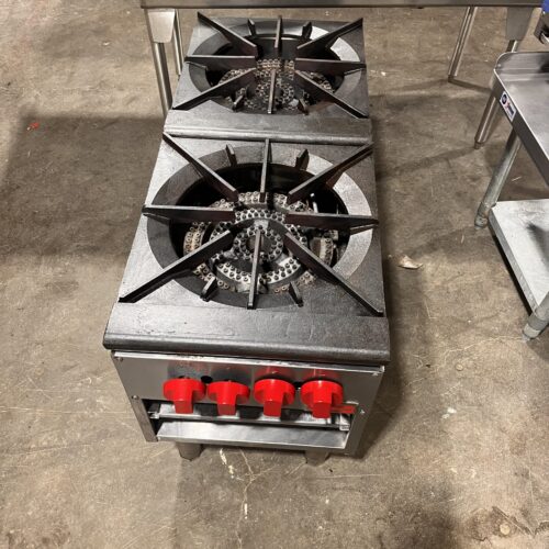 OMCAN 37529, 18" Natural Gas 2-Burner Stock Pot Range
